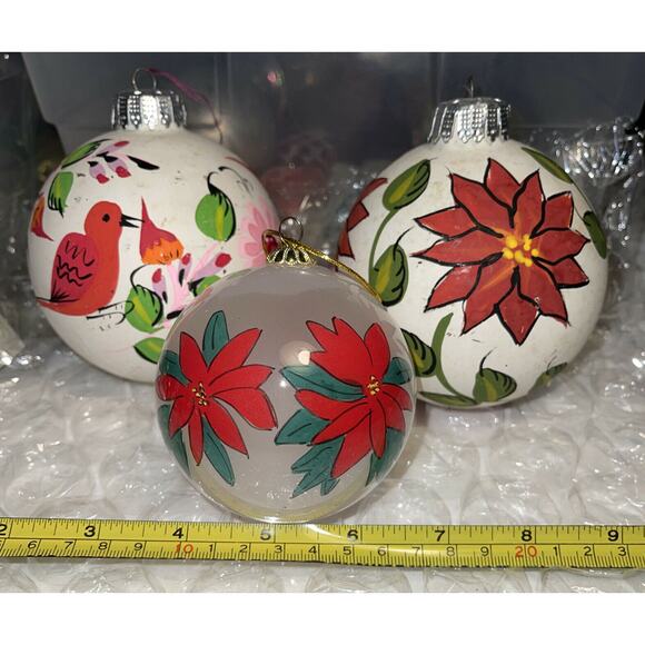 Vintage Hand Painted Mixed Lot Glass Christmas Ornaments 3F46 - Picture 2 of 9